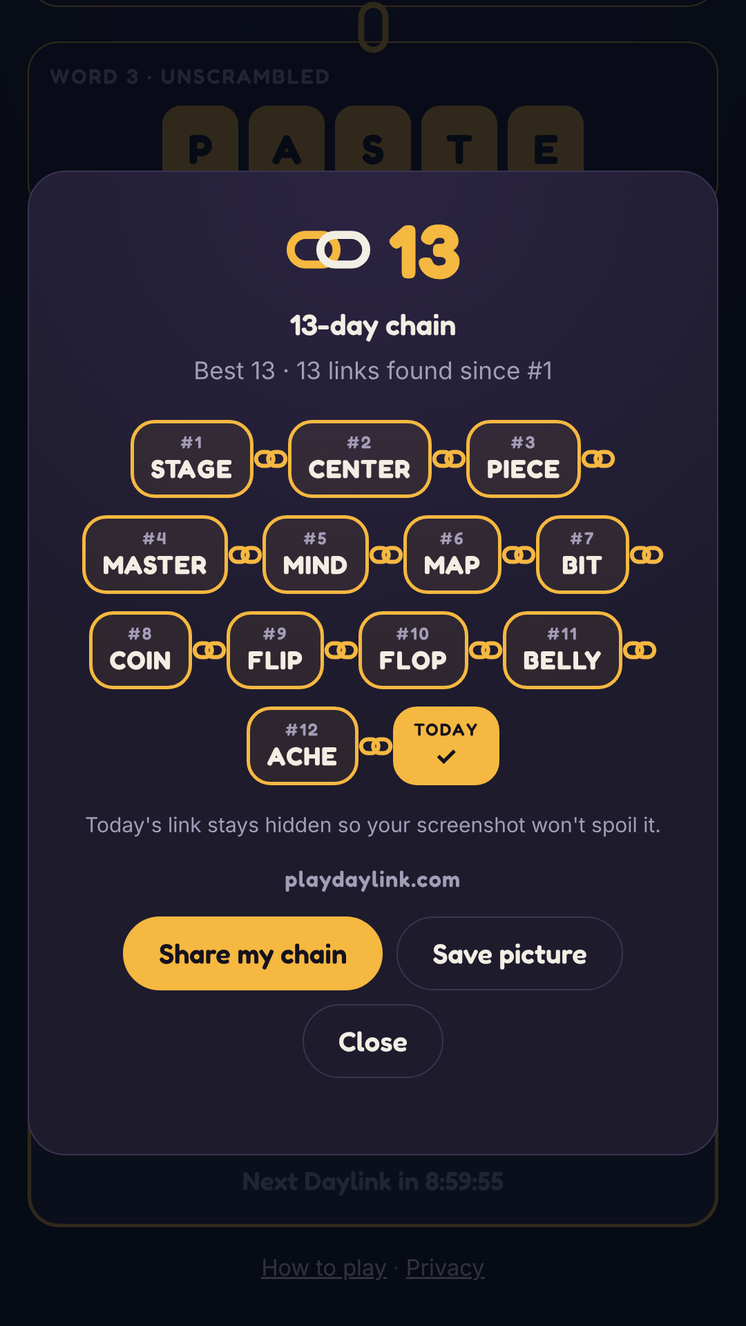 Your chain: every link found, day after day
